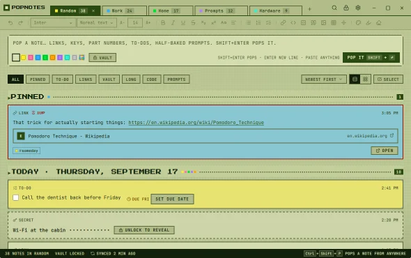 PopNotes in the Arcade theme.