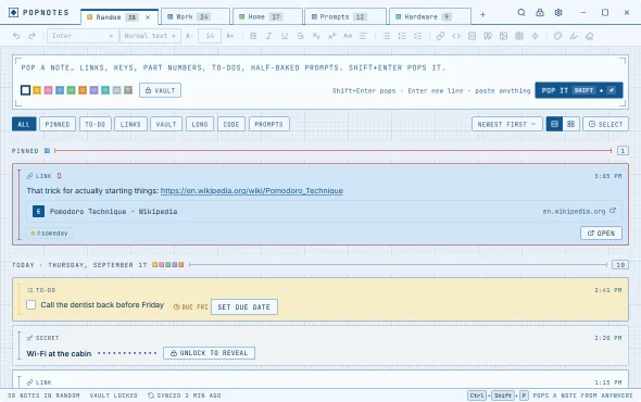 PopNotes in the Blueprint theme.