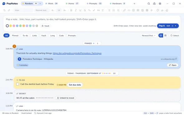 PopNotes in the Bubble theme.