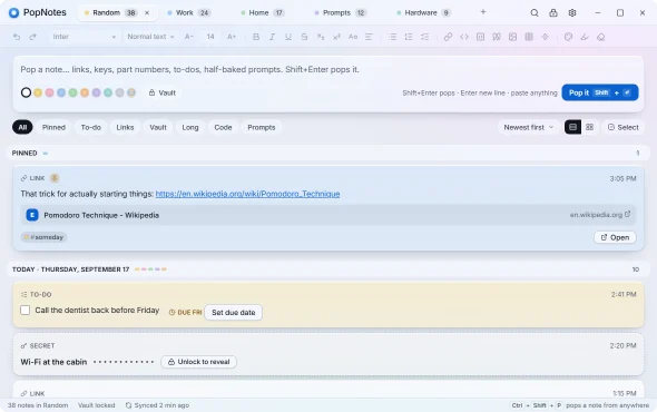 PopNotes in the Frosted theme.