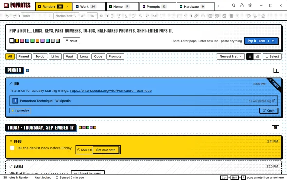 PopNotes in the Halftone theme.