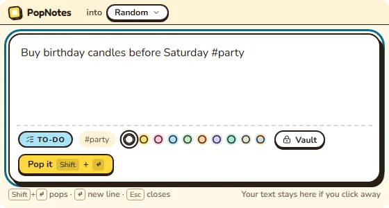 The small Pop window, a capture box that floats over any app.